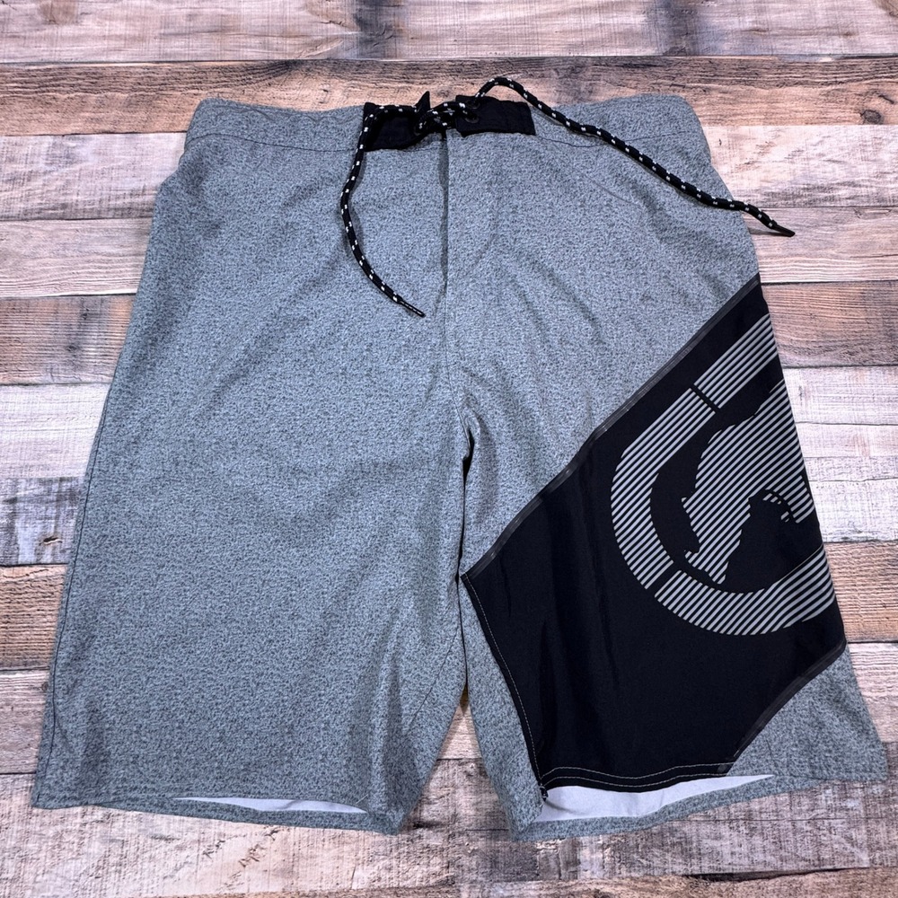 Ecko Unltd Mens Boardā Shorts XL Grey Black Rhino Logo Swim Trunks Mesh Lined